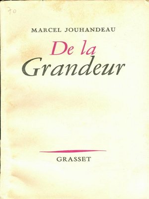cover image of De la grandeur